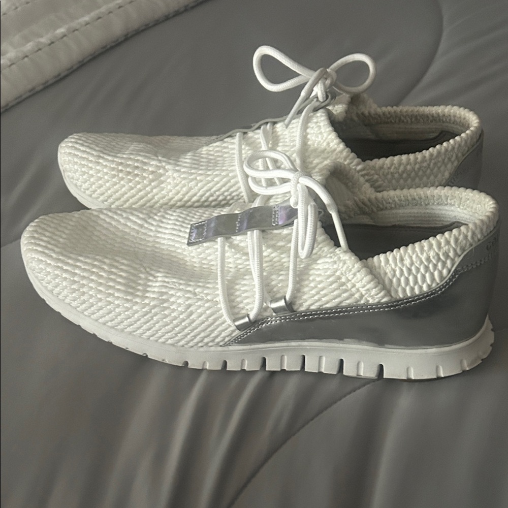 Cole Haan White and Silver Sneakers
